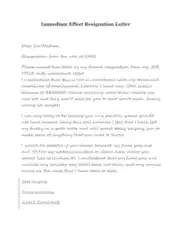Immediate Effect Resignation Letter Template