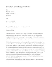Free Download PDF Books, Immediate Notice Resignation Letter Template