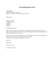 Resignation Formal Letter Format Template
