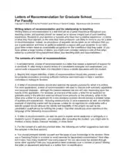 Letters of Recommendation for Graduate School For Faculty Template