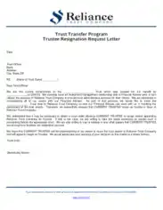 Trustee Resignation Request Letter Template