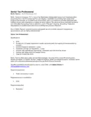 Free Download PDF Books, Senior Tax Professional Accountant Resume Template