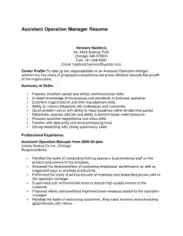 Operations Assistant Manager Template
