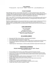 Project Manager Resume Executive Summary Template
