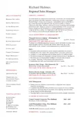 Resume for Regional Sales Manager Template