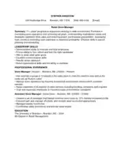 Resume Retail Store Manager Template