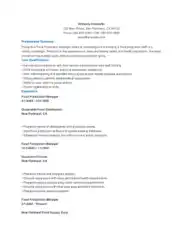 Food Production Resume Template