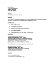 Quality Control Resume Template
