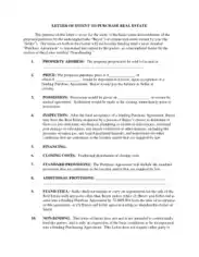 Home Purchase Letter of Intent Template