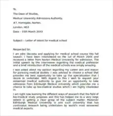Free Download PDF Books, Sample Letter of Intent Medical School Template