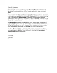 Character Letter of Recommendation for Teacher Template