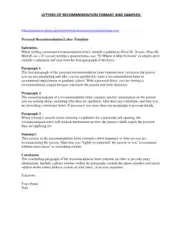 Formal Character Letter of Recommendation Template