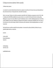 College Recommendation Letter Sample Template