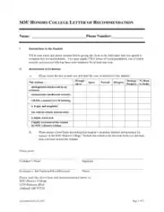 Honors College Recommendation Letter Template