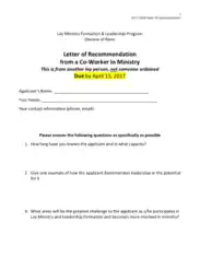 Free Download PDF Books, CoWorker in Ministry Recommendation Letter Template