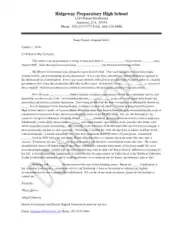 Sample High School Recommendation Letter Example Template
