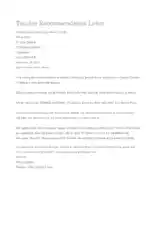 Free Download PDF Books, Example of Letter of Recommendation For Teacher Template