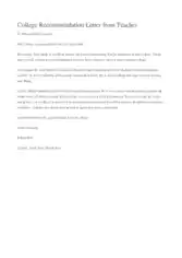 Sample College Recommendation Letter From Teacher Template