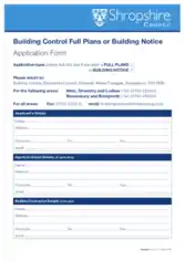 Building Control Plans or Notice Form Template