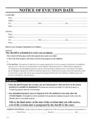 Notice Form of Eviction Date Template