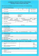 Marriage Notice Application Form Template