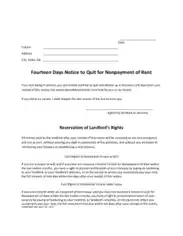 Notice to Quit Form for Rent Template