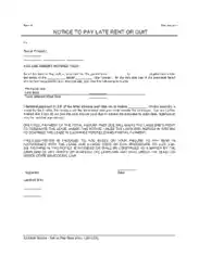Free Download PDF Books, Printable Late Rent Notice Form Template