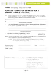 Notice Of Termination By Tenant For Periodic Tenancy General Form Template
