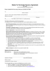 Sample Tenancy Termination Notice Agreement Form Template
