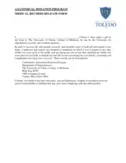 TOLEDO Example Of Medical Records Release Form Template