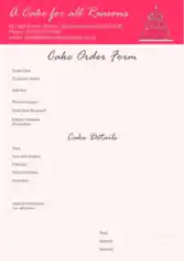 Free Download PDF Books, Cake Order Form Template