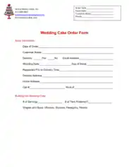 Wedding Cake Order Form Template
