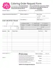 Catering Order Request Form Template