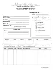 Univercity Change Order Request Form Template