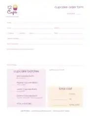 Blank Cupcake Order Form Template