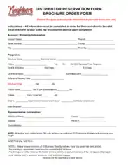 Distributor Reservation Order Form Template