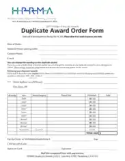 Duplicate Award Order Form Sample Template