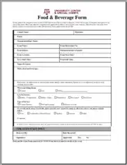 Food and Beverage Order Form Template