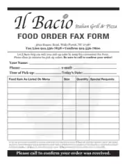 Free Download PDF Books, Food Order Fax Form Example Template