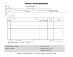Purchase Order Form Free Template