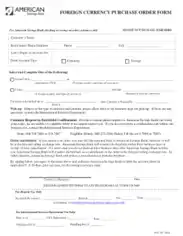 Currency Purchase Order Form Template