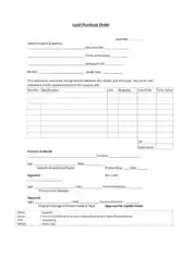 Local Product Purchase Order Form Sample Template