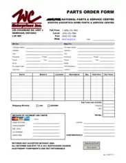Parts Purchase Order Form Template