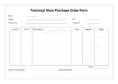 Store Purchase Order Form Template
