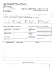 Repair Estimate Order Form Template