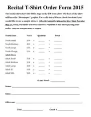 Free Download PDF Books, Recital T Shirt Order Form Template