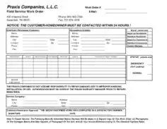Field Service Work Order Form Template
