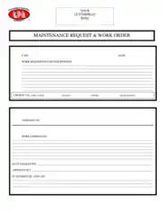 Sample Maintenance Request Work Order Form Template