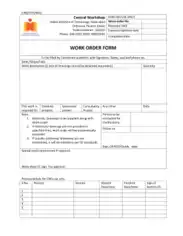 Work Order Form Example Sample Template