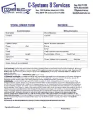 Work Order Form Invoice Template